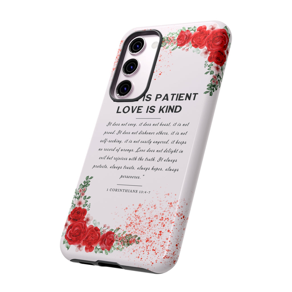 Love Is Patient Love Is Kind 1 Corinthians 13 Bible Verse iPhone Samsung Galaxy Google Pixel Christian Premium Phone Case