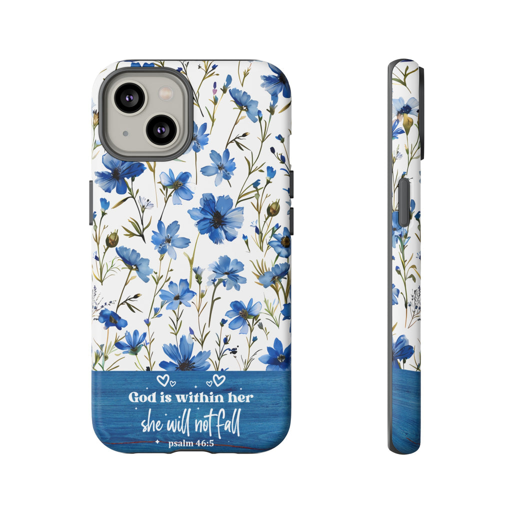 Psalm 46:5 God Is Within Her Christian Floral Pattern Phone Case Christian Religious Gifts iPhone Samsung Galaxy Google Pixel Phone Case