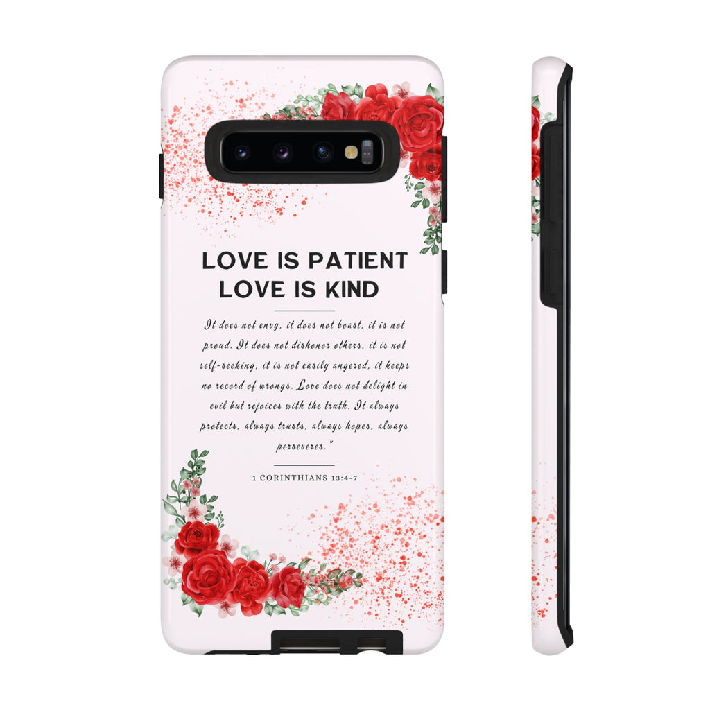 Love Is Patient Love Is Kind 1 Corinthians 13 Bible Verse iPhone Samsung Galaxy Google Pixel Christian Premium Phone Case