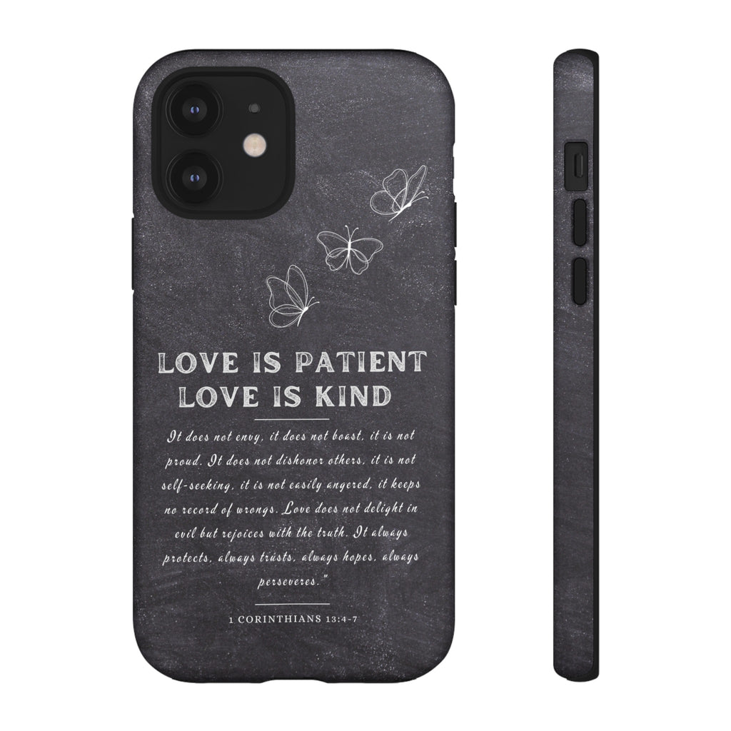 Love Is Patient Love Is Kind 1 Corinthians 13 Bible Verse iPhone Samsung Galaxy Google Pixel Christian Premium Phone Case