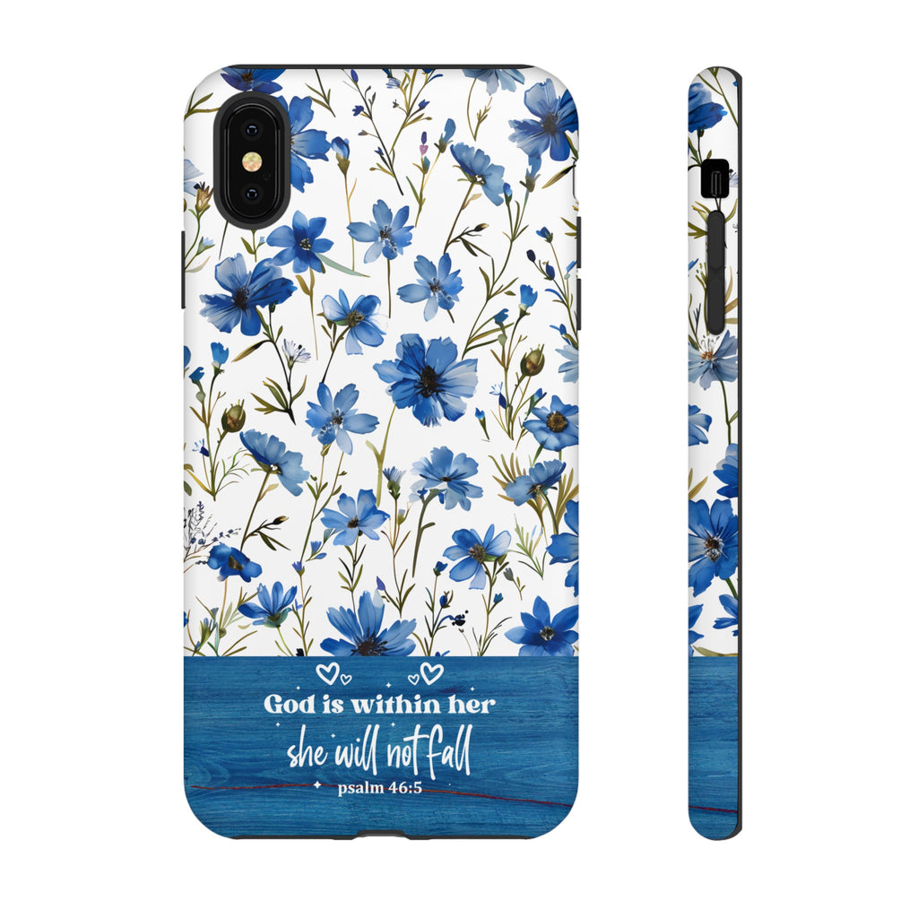 Psalm 46:5 God Is Within Her Christian Floral Pattern Phone Case Christian Religious Gifts iPhone Samsung Galaxy Google Pixel Phone Case