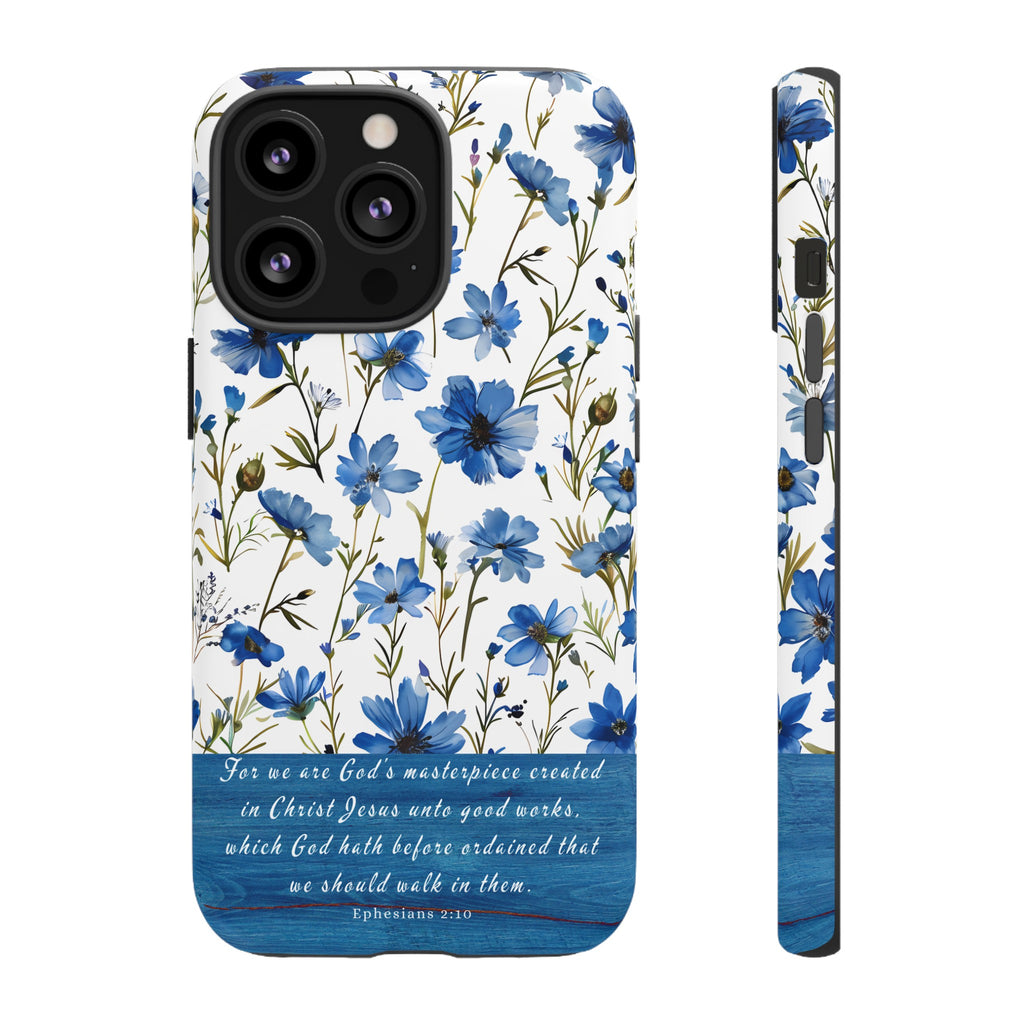 Ephesians 2:10 God's Masterpiece Christian Floral Pattern Phone Case Christian Religious Gifts iPhone Samsung Galaxy Google Pixel Phone Case