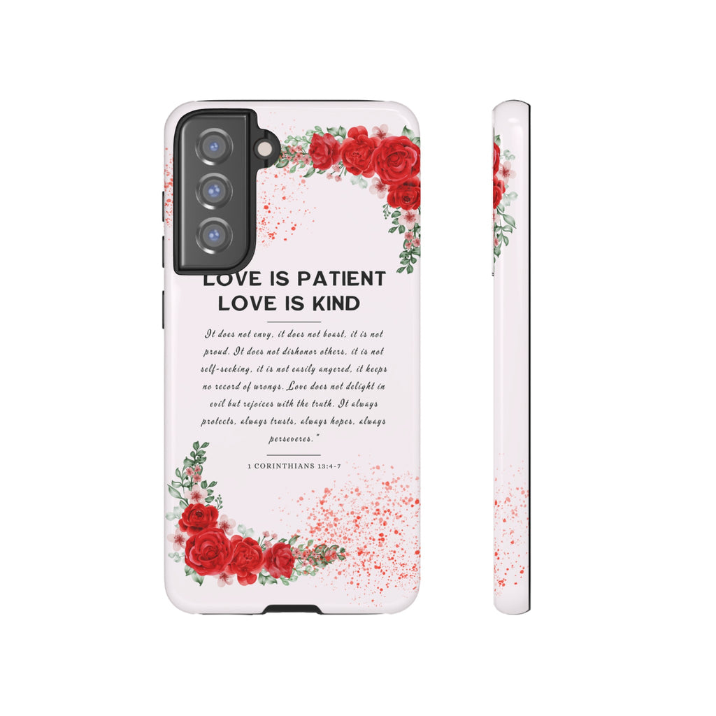 Love Is Patient Love Is Kind 1 Corinthians 13 Bible Verse iPhone Samsung Galaxy Google Pixel Christian Premium Phone Case