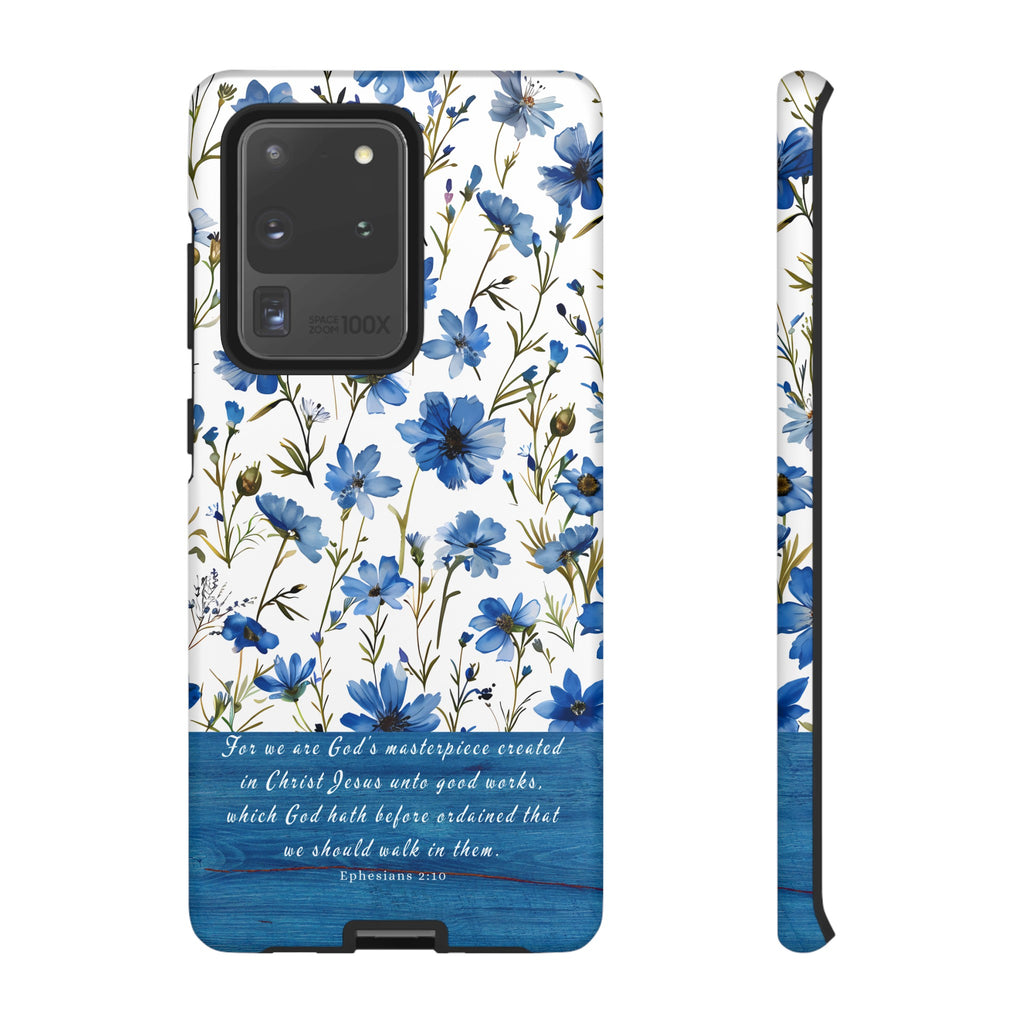 Ephesians 2:10 God's Masterpiece Christian Floral Pattern Phone Case Christian Religious Gifts iPhone Samsung Galaxy Google Pixel Phone Case