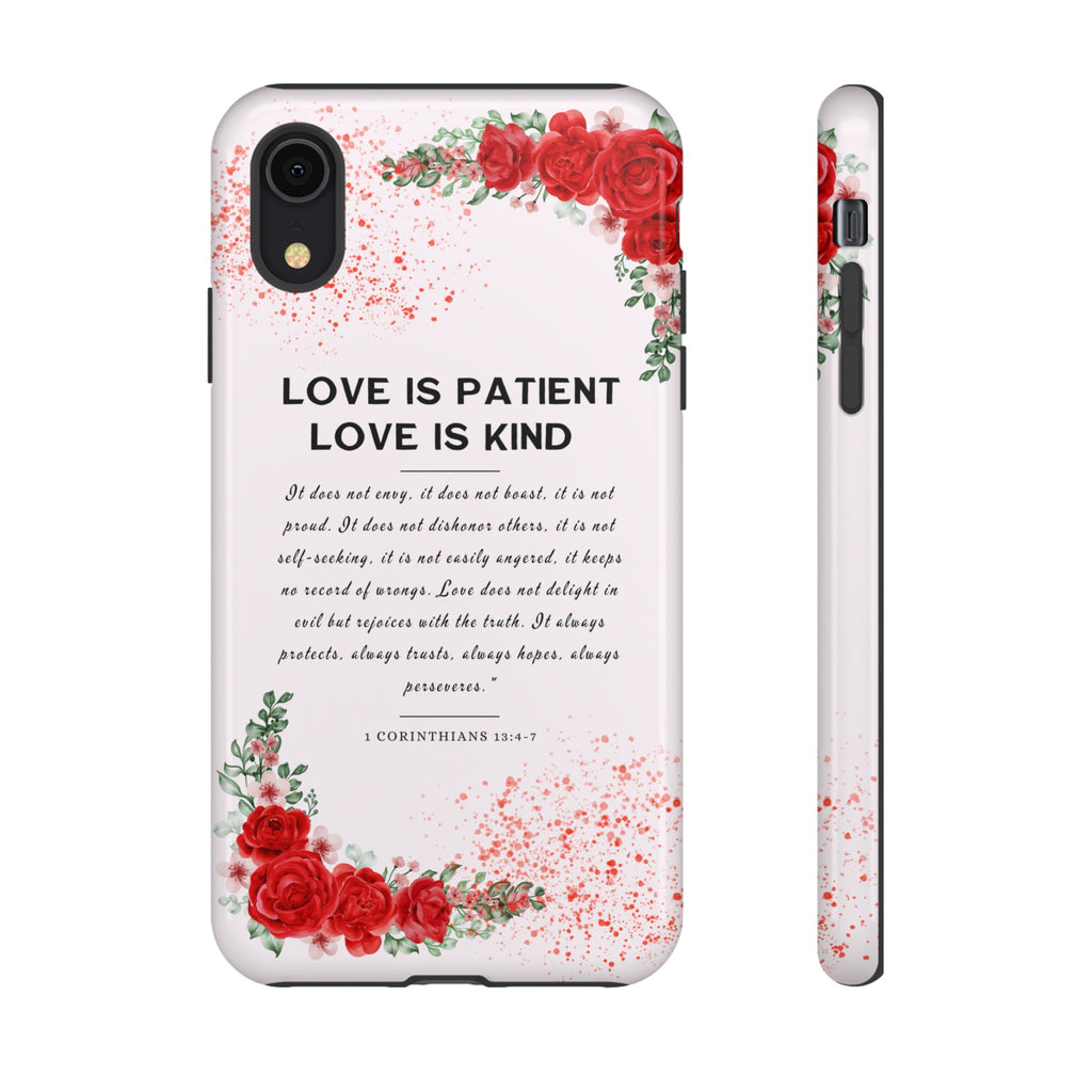 Love Is Patient Love Is Kind 1 Corinthians 13 Bible Verse iPhone Samsung Galaxy Google Pixel Christian Premium Phone Case