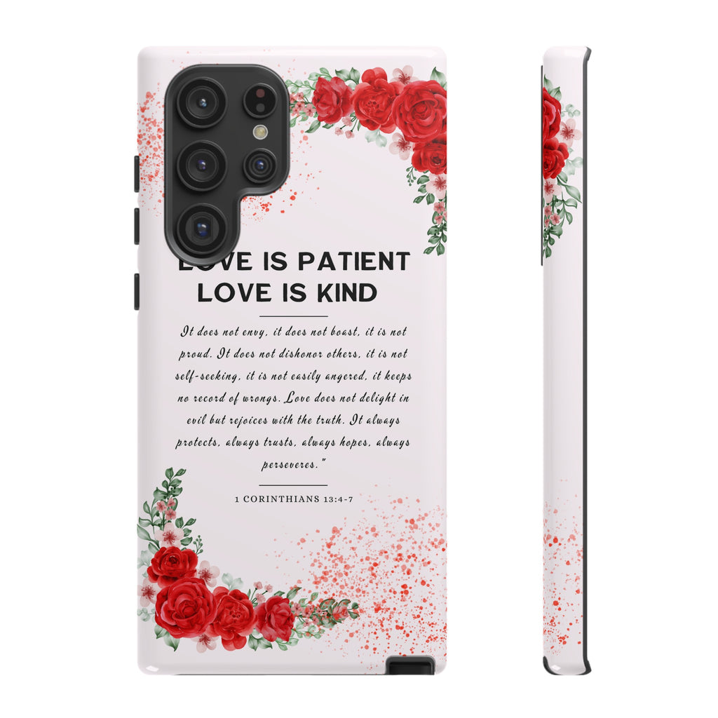 Love Is Patient Love Is Kind 1 Corinthians 13 Bible Verse iPhone Samsung Galaxy Google Pixel Christian Premium Phone Case