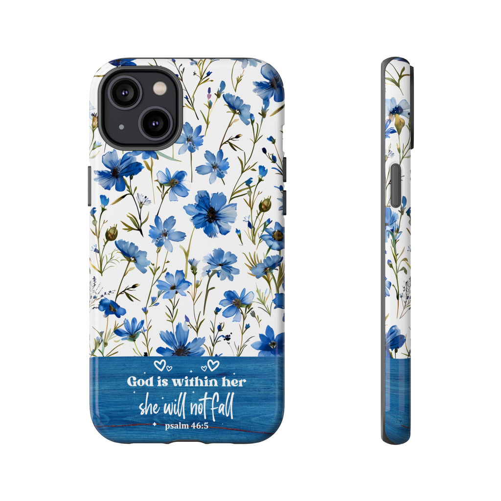 Psalm 46:5 God Is Within Her Christian Floral Pattern Phone Case Christian Religious Gifts iPhone Samsung Galaxy Google Pixel Phone Case