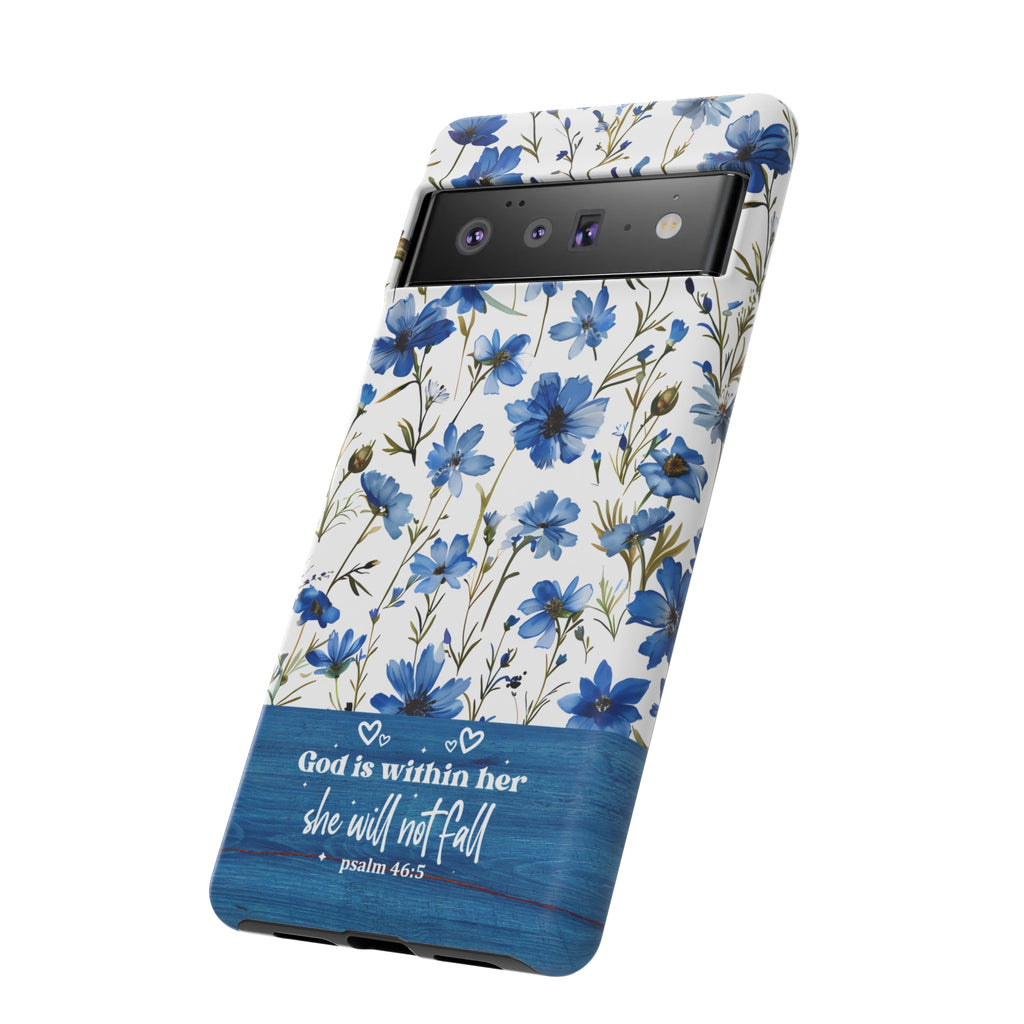 Psalm 46:5 God Is Within Her Christian Floral Pattern Phone Case Christian Religious Gifts iPhone Samsung Galaxy Google Pixel Phone Case