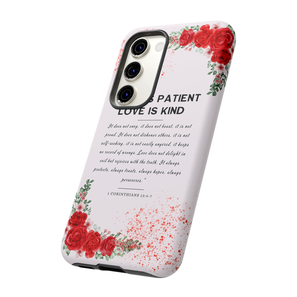 Love Is Patient Love Is Kind 1 Corinthians 13 Bible Verse iPhone Samsung Galaxy Google Pixel Christian Premium Phone Case