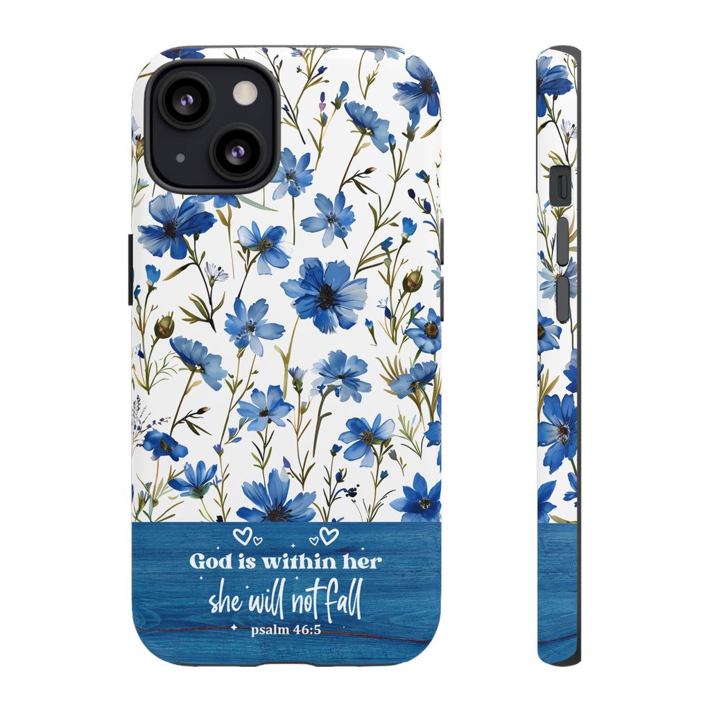 Psalm 46:5 God Is Within Her Christian Floral Pattern Phone Case Christian Religious Gifts iPhone Samsung Galaxy Google Pixel Phone Case