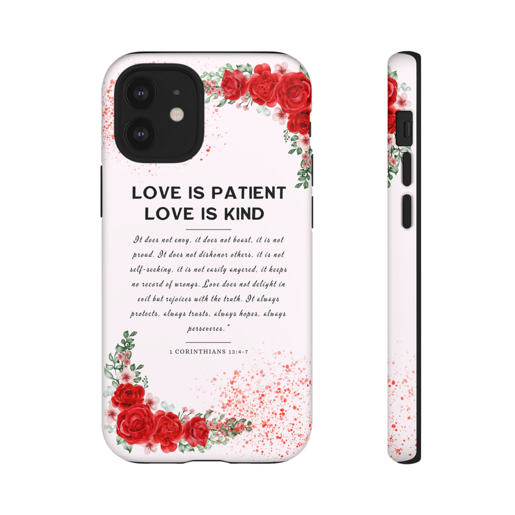 Love Is Patient Love Is Kind 1 Corinthians 13 Bible Verse iPhone Samsung Galaxy Google Pixel Christian Premium Phone Case