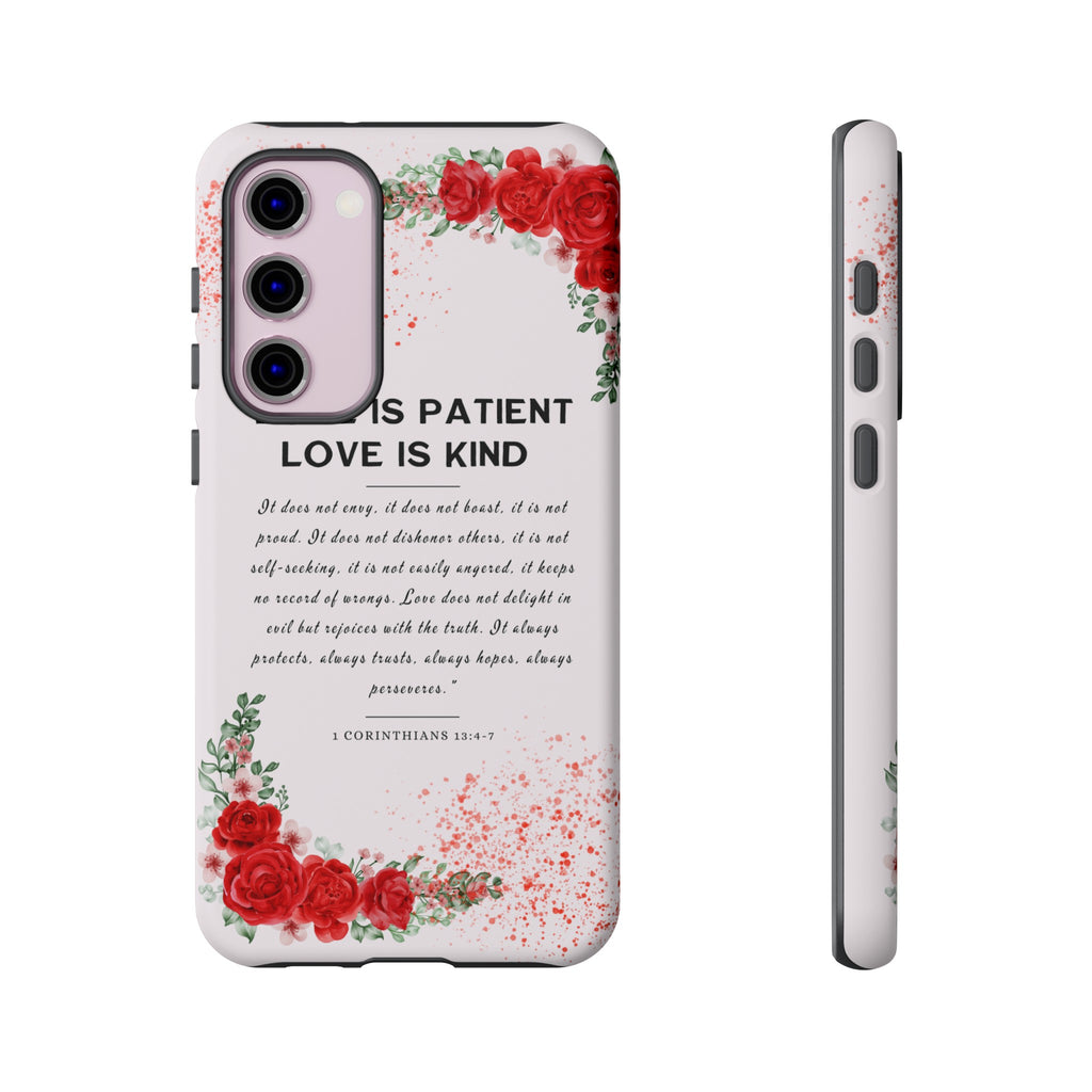 Love Is Patient Love Is Kind 1 Corinthians 13 Bible Verse iPhone Samsung Galaxy Google Pixel Christian Premium Phone Case