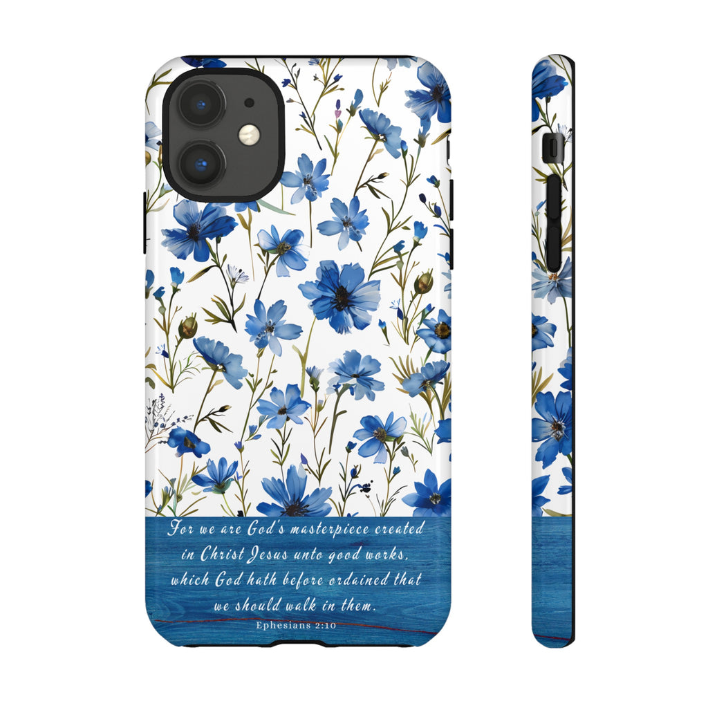 Ephesians 2:10 God's Masterpiece Christian Floral Pattern Phone Case Christian Religious Gifts iPhone Samsung Galaxy Google Pixel Phone Case