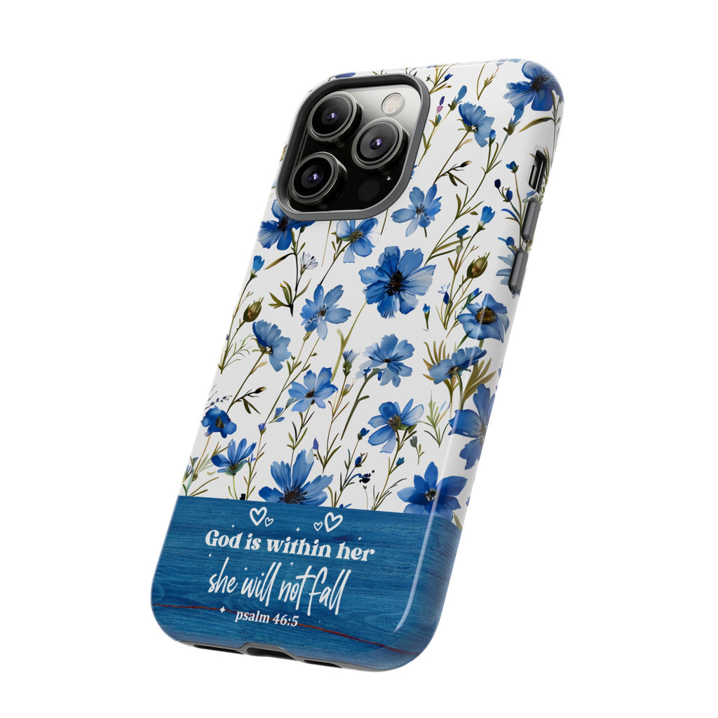 Psalm 46:5 God Is Within Her Christian Floral Pattern Phone Case Christian Religious Gifts iPhone Samsung Galaxy Google Pixel Phone Case