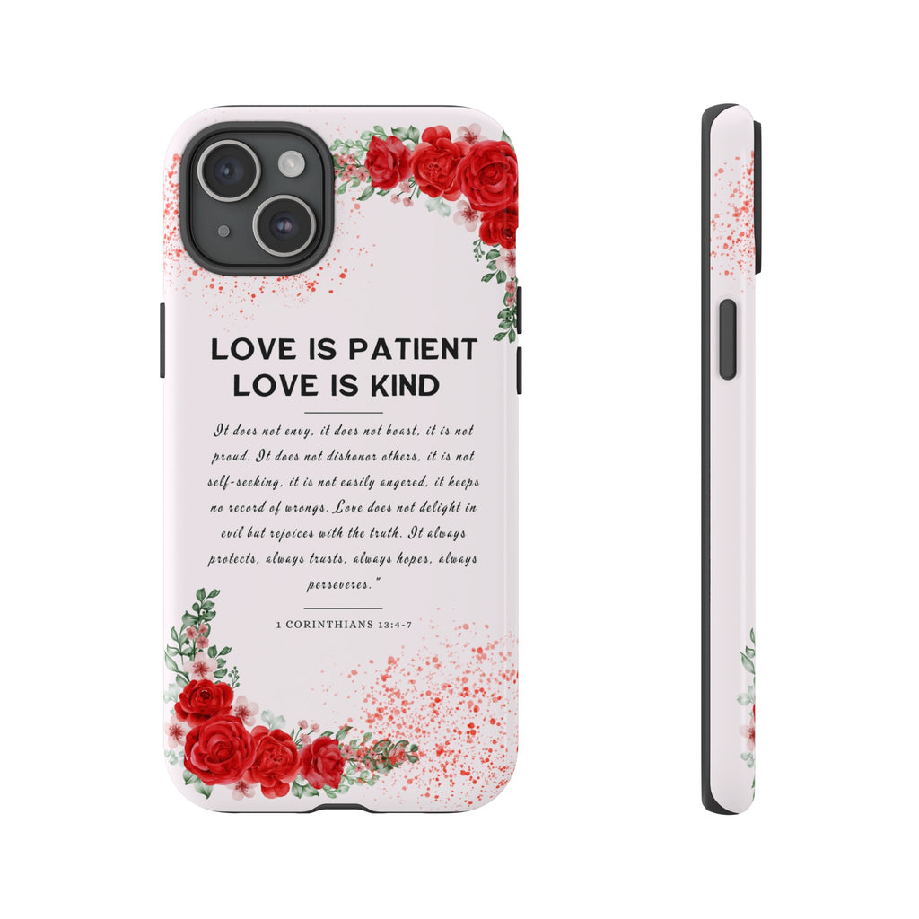 Love Is Patient Love Is Kind 1 Corinthians 13 Bible Verse iPhone Samsung Galaxy Google Pixel Christian Premium Phone Case