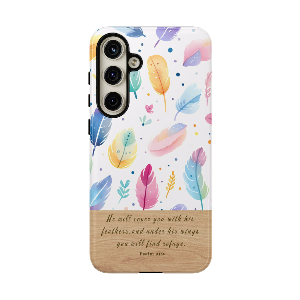 Psalm 91:4 Phone Case Gift For Christians Premium iPhone Samsung Galaxy Google Pixel Bible Verse Phone Case