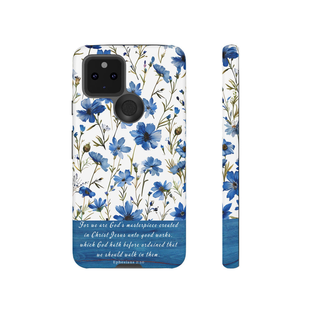 Ephesians 2:10 God's Masterpiece Christian Floral Pattern Phone Case Christian Religious Gifts iPhone Samsung Galaxy Google Pixel Phone Case