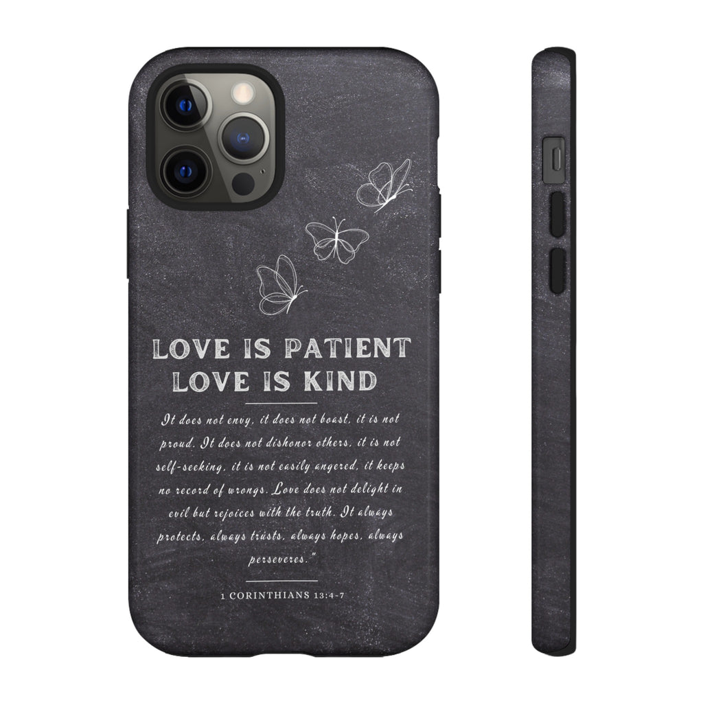 Love Is Patient Love Is Kind 1 Corinthians 13 Bible Verse iPhone Samsung Galaxy Google Pixel Christian Premium Phone Case