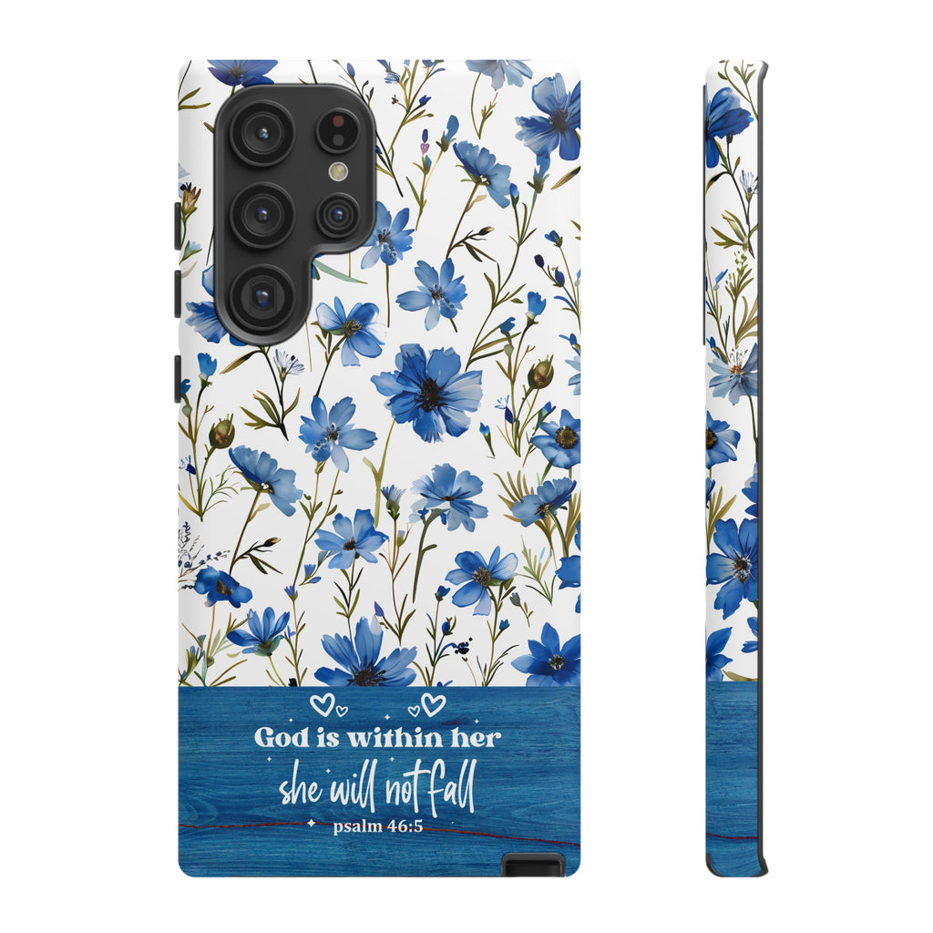 Psalm 46:5 God Is Within Her Christian Floral Pattern Phone Case Christian Religious Gifts iPhone Samsung Galaxy Google Pixel Phone Case