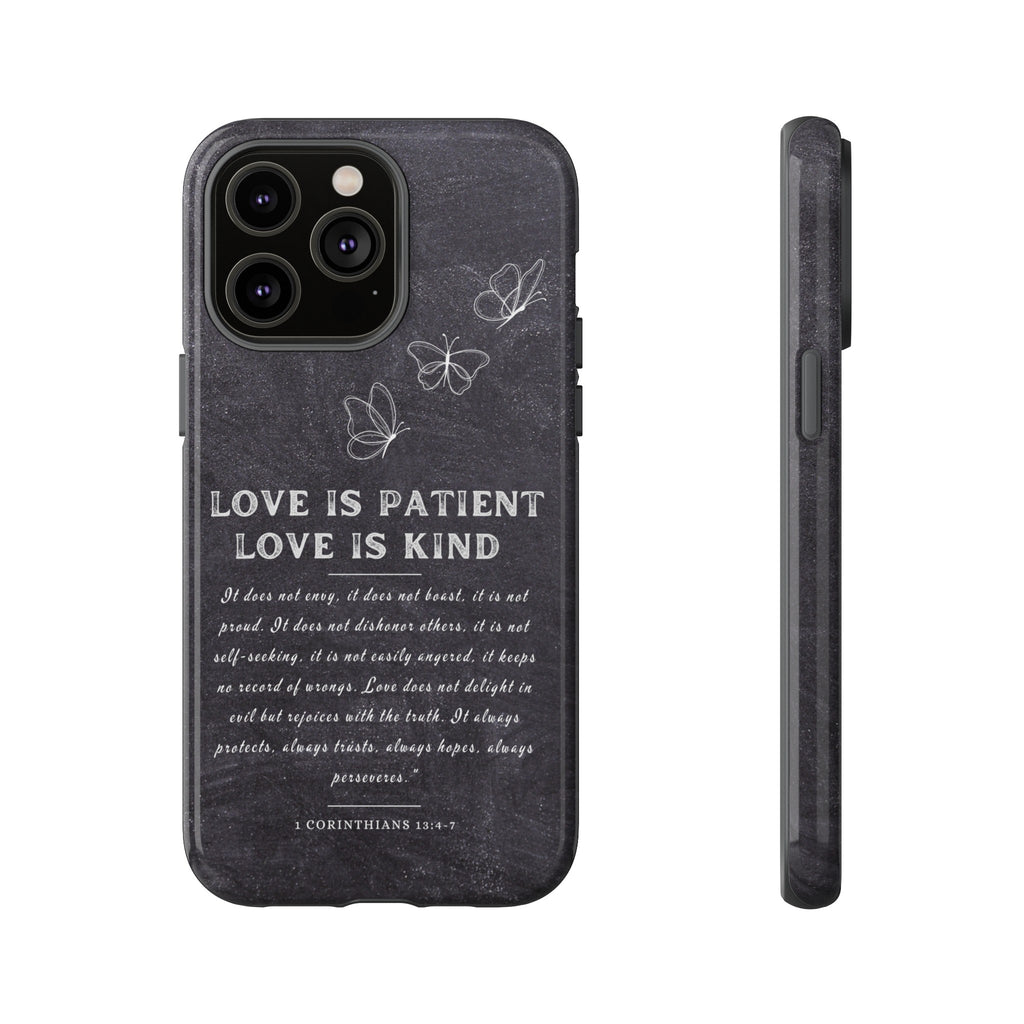 Love Is Patient Love Is Kind 1 Corinthians 13 Bible Verse iPhone Samsung Galaxy Google Pixel Christian Premium Phone Case