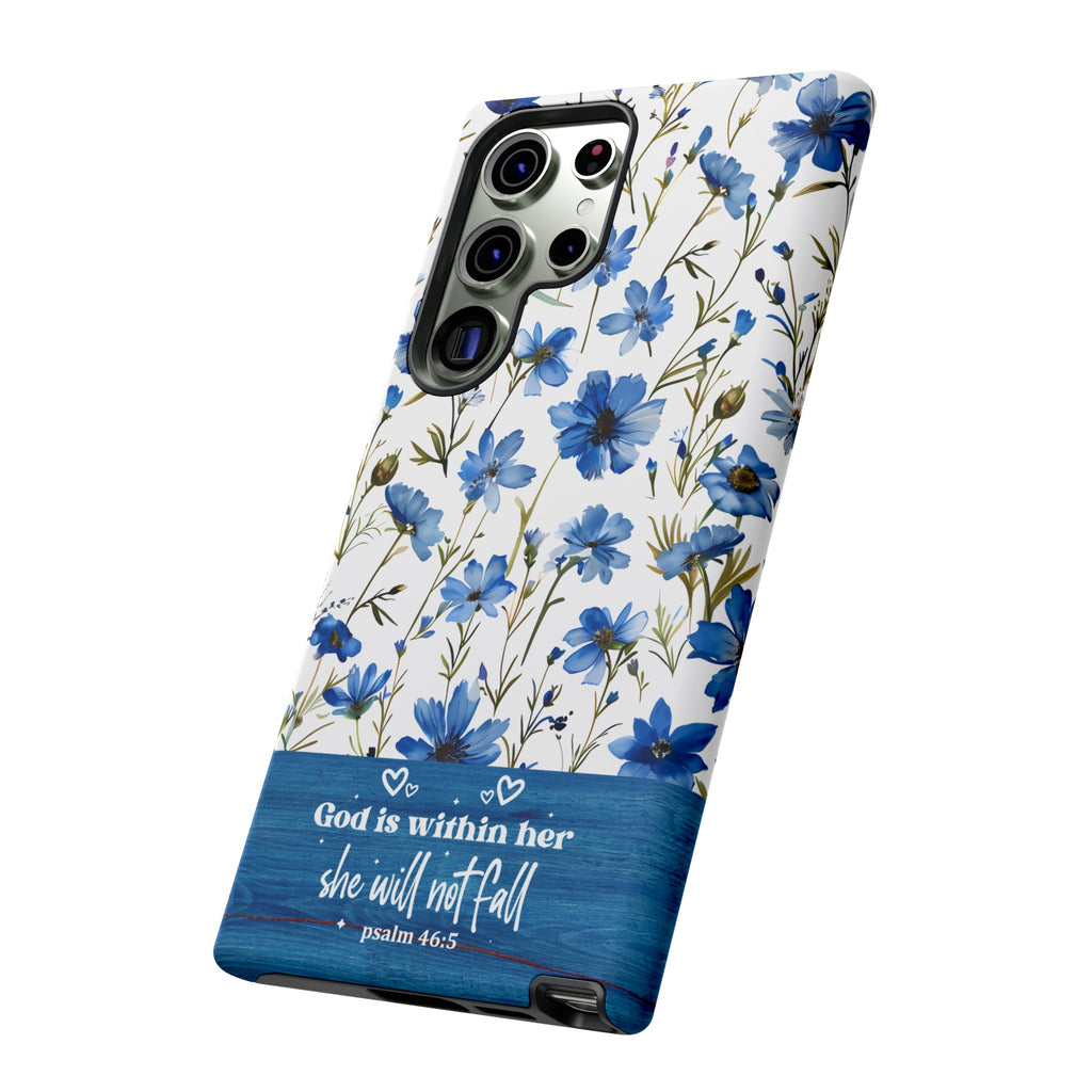 Psalm 46:5 God Is Within Her Christian Floral Pattern Phone Case Christian Religious Gifts iPhone Samsung Galaxy Google Pixel Phone Case