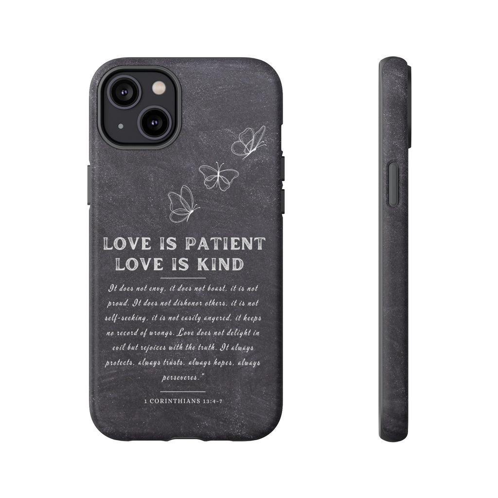 Love Is Patient Love Is Kind 1 Corinthians 13 Bible Verse iPhone Samsung Galaxy Google Pixel Christian Premium Phone Case