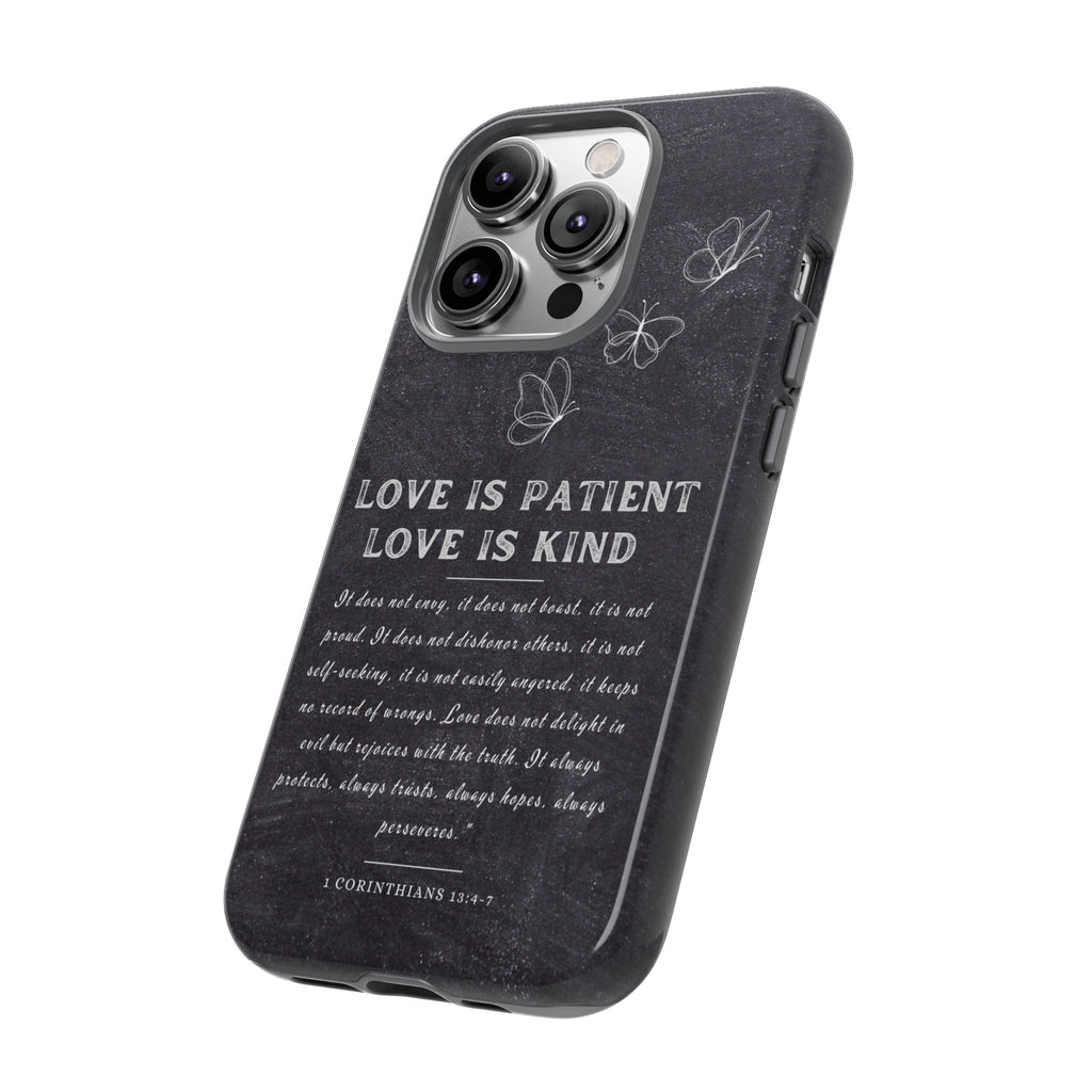 Love Is Patient Love Is Kind 1 Corinthians 13 Bible Verse iPhone Samsung Galaxy Google Pixel Christian Premium Phone Case