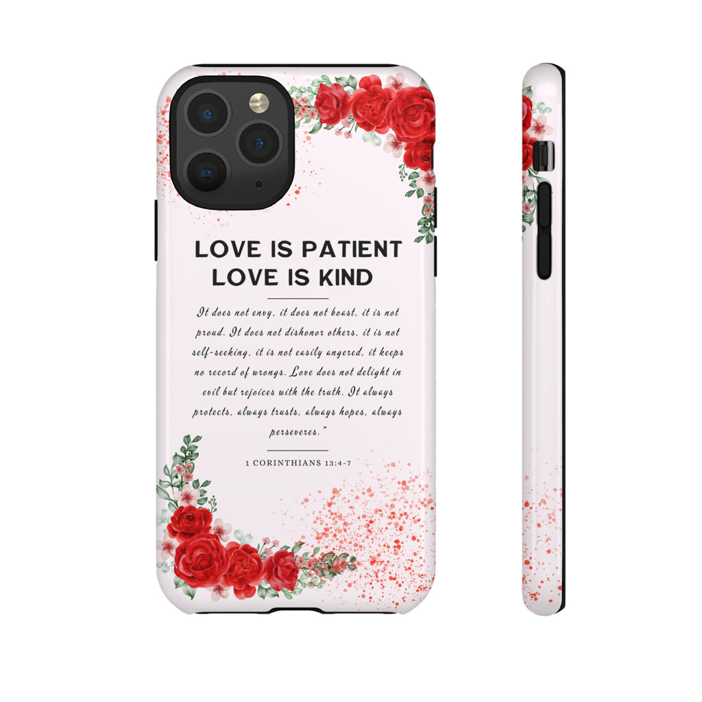 Love Is Patient Love Is Kind 1 Corinthians 13 Bible Verse iPhone Samsung Galaxy Google Pixel Christian Premium Phone Case