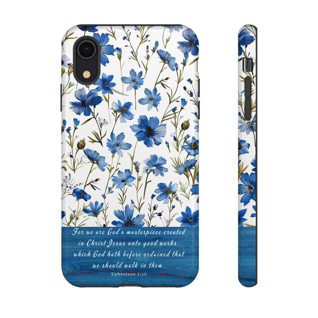 Ephesians 2:10 God's Masterpiece Christian Floral Pattern Phone Case Christian Religious Gifts iPhone Samsung Galaxy Google Pixel Phone Case