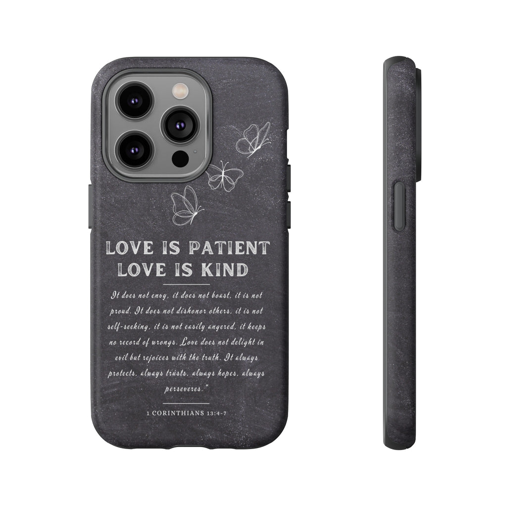 Love Is Patient Love Is Kind 1 Corinthians 13 Bible Verse iPhone Samsung Galaxy Google Pixel Christian Premium Phone Case