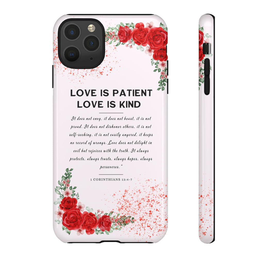 Love Is Patient Love Is Kind 1 Corinthians 13 Bible Verse iPhone Samsung Galaxy Google Pixel Christian Premium Phone Case