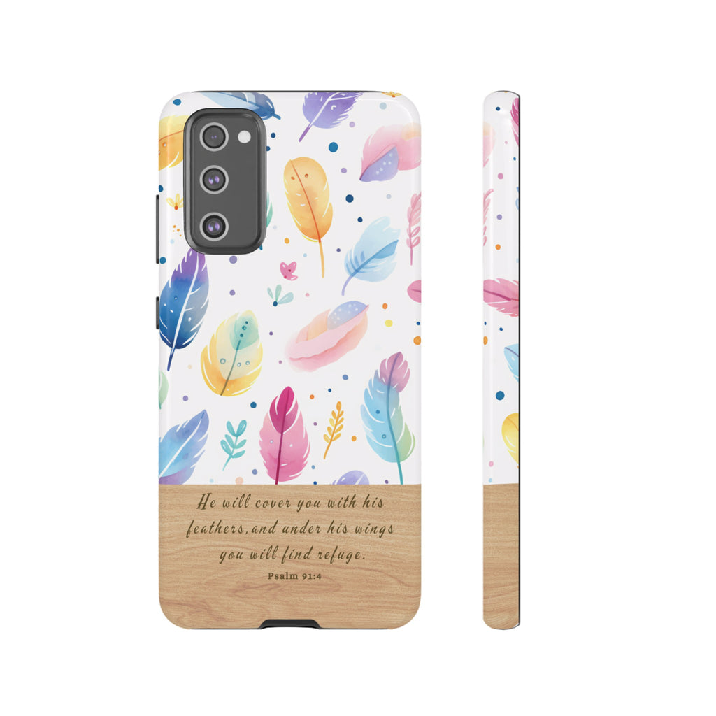 Psalm 91:4 Phone Case Gift For Christians Premium iPhone Samsung Galaxy Google Pixel Bible Verse Phone Case