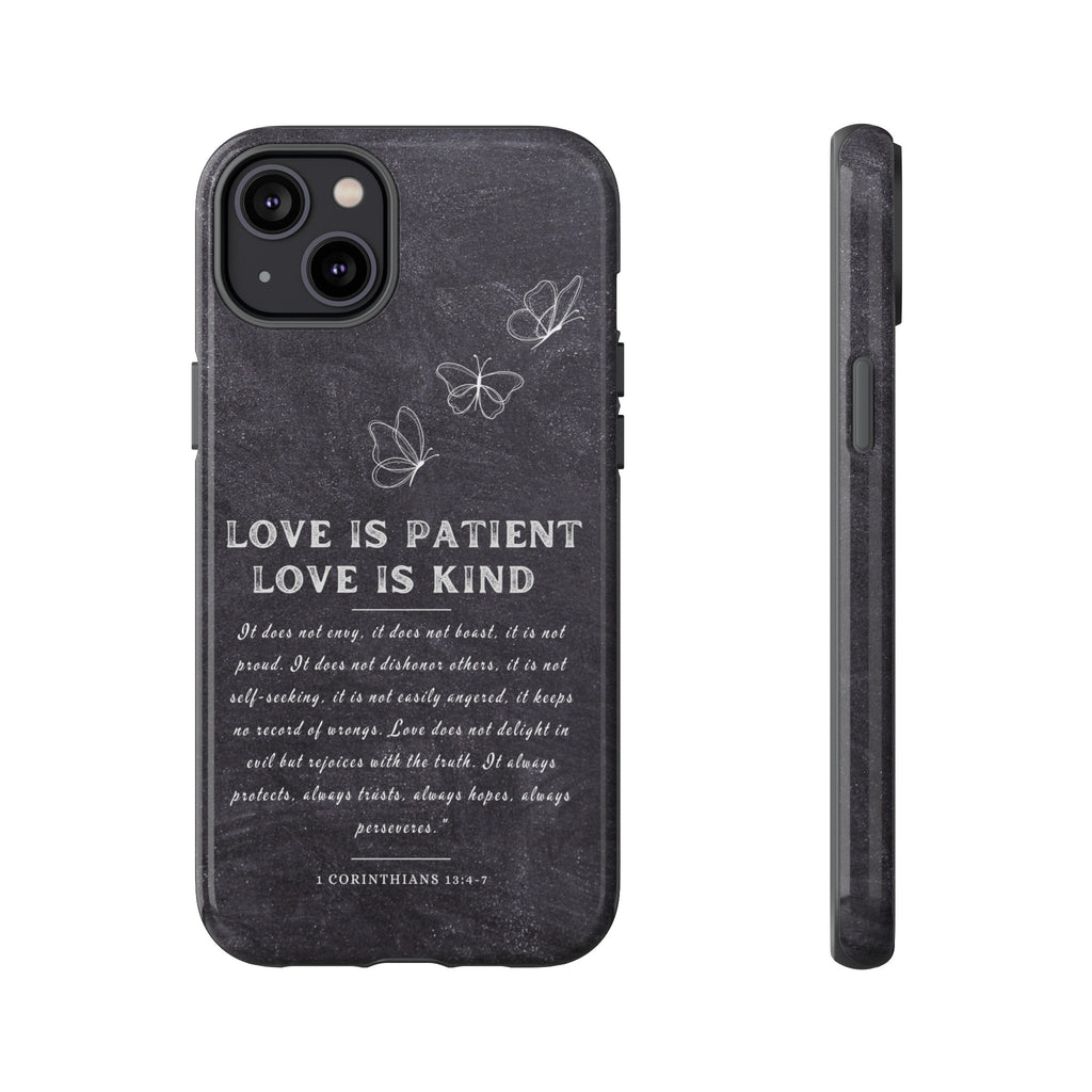 Love Is Patient Love Is Kind 1 Corinthians 13 Bible Verse iPhone Samsung Galaxy Google Pixel Christian Premium Phone Case