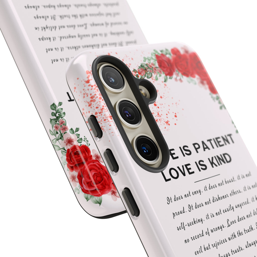 Love Is Patient Love Is Kind 1 Corinthians 13 Bible Verse iPhone Samsung Galaxy Google Pixel Christian Premium Phone Case