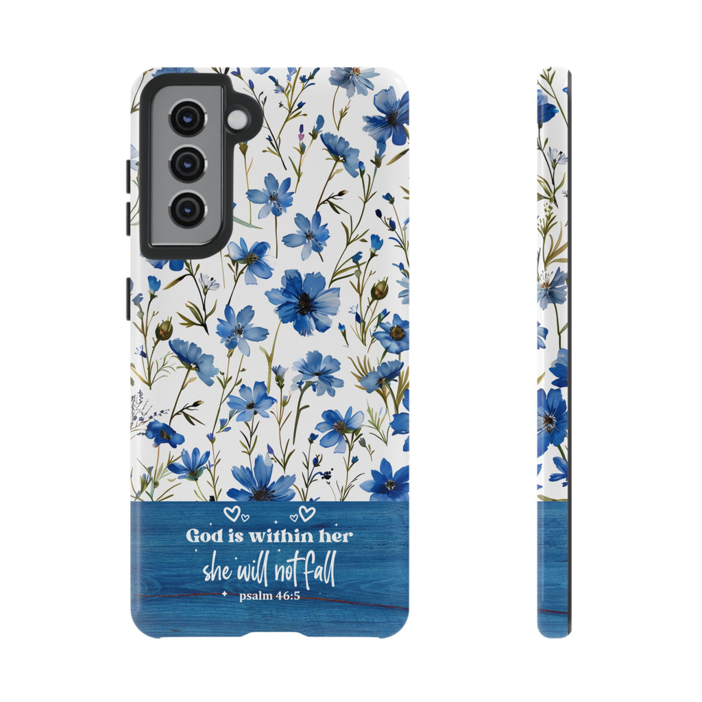 Psalm 46:5 God Is Within Her Christian Floral Pattern Phone Case Christian Religious Gifts iPhone Samsung Galaxy Google Pixel Phone Case