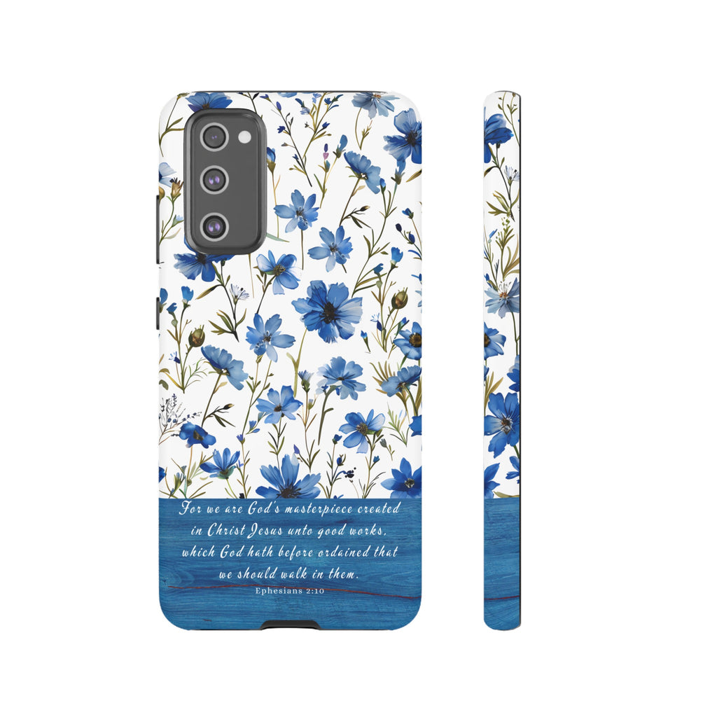 Ephesians 2:10 God's Masterpiece Christian Floral Pattern Phone Case Christian Religious Gifts iPhone Samsung Galaxy Google Pixel Phone Case