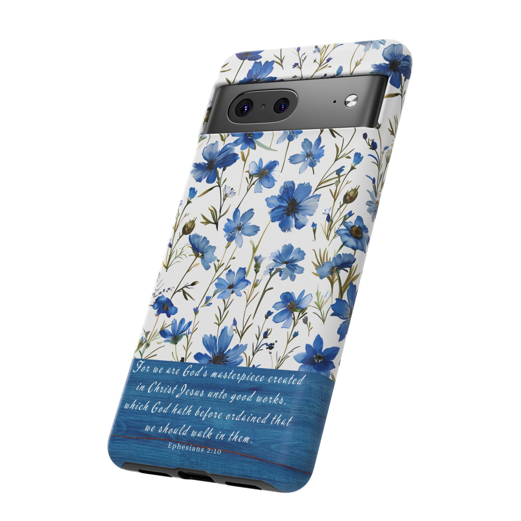 Ephesians 2:10 God's Masterpiece Christian Floral Pattern Phone Case Christian Religious Gifts iPhone Samsung Galaxy Google Pixel Phone Case