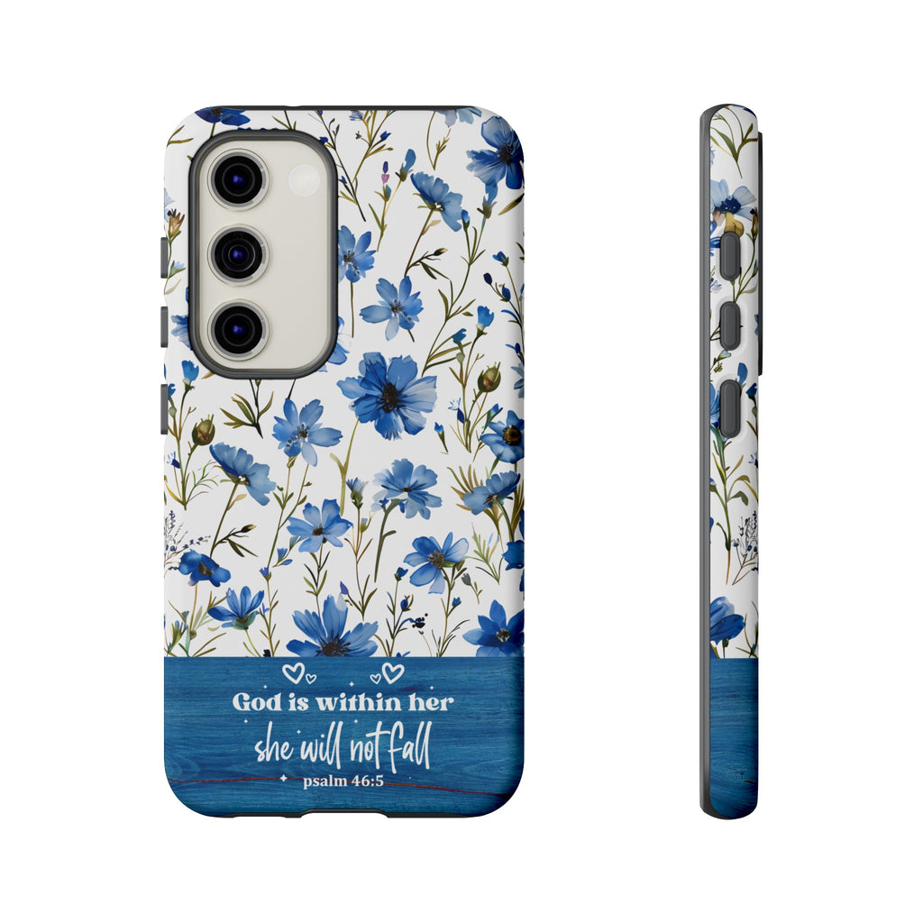 Psalm 46:5 God Is Within Her Christian Floral Pattern Phone Case Christian Religious Gifts iPhone Samsung Galaxy Google Pixel Phone Case