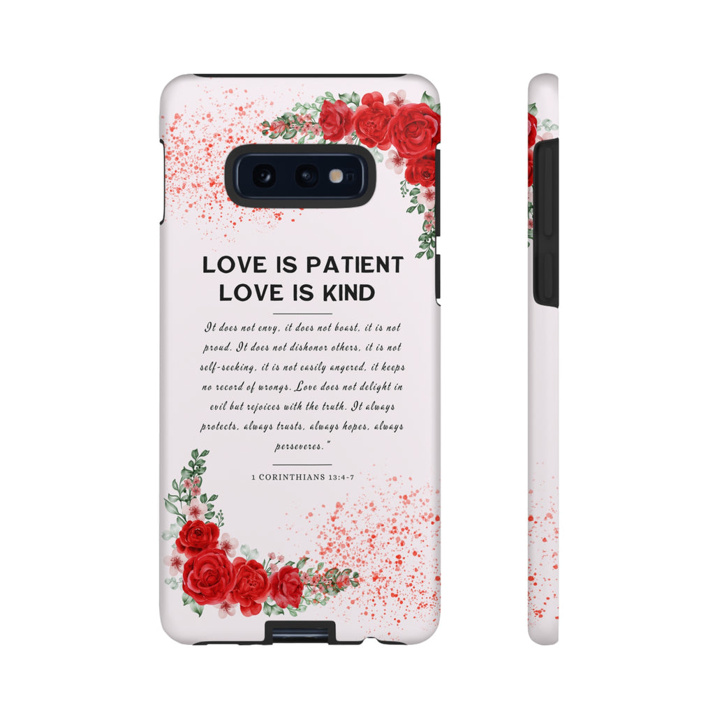 Love Is Patient Love Is Kind 1 Corinthians 13 Bible Verse iPhone Samsung Galaxy Google Pixel Christian Premium Phone Case