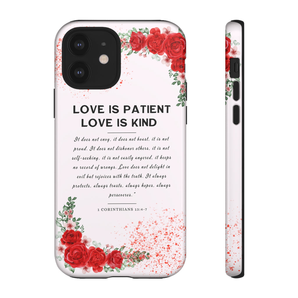 Love Is Patient Love Is Kind 1 Corinthians 13 Bible Verse iPhone Samsung Galaxy Google Pixel Christian Premium Phone Case