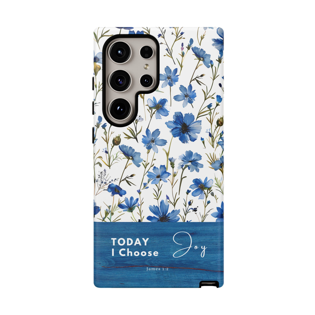 Today I Choose Joy James 1:2 Blue Floral Christian Phone Case