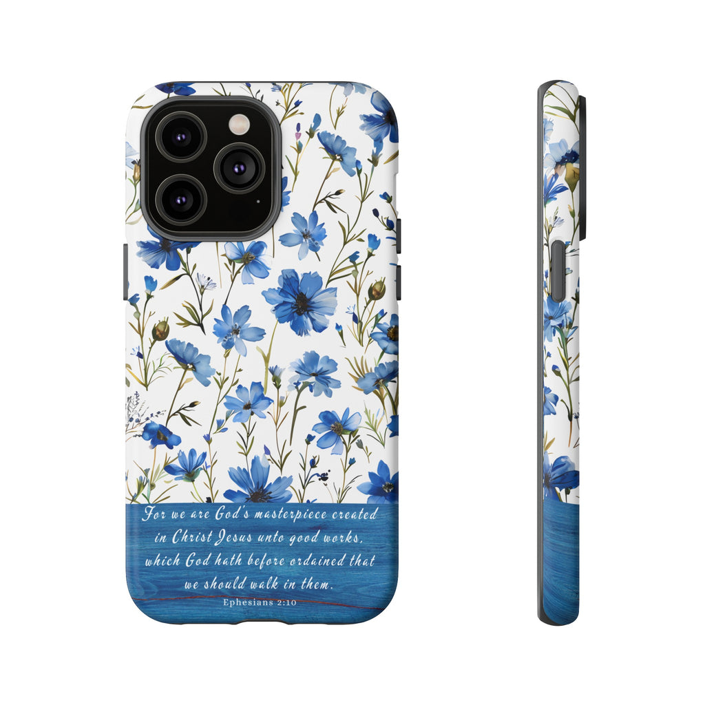 Ephesians 2:10 God's Masterpiece Christian Floral Pattern Phone Case Christian Religious Gifts iPhone Samsung Galaxy Google Pixel Phone Case