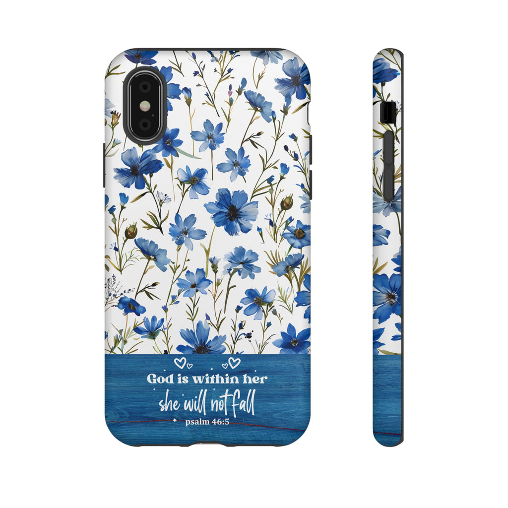 Psalm 46:5 God Is Within Her Christian Floral Pattern Phone Case Christian Religious Gifts iPhone Samsung Galaxy Google Pixel Phone Case