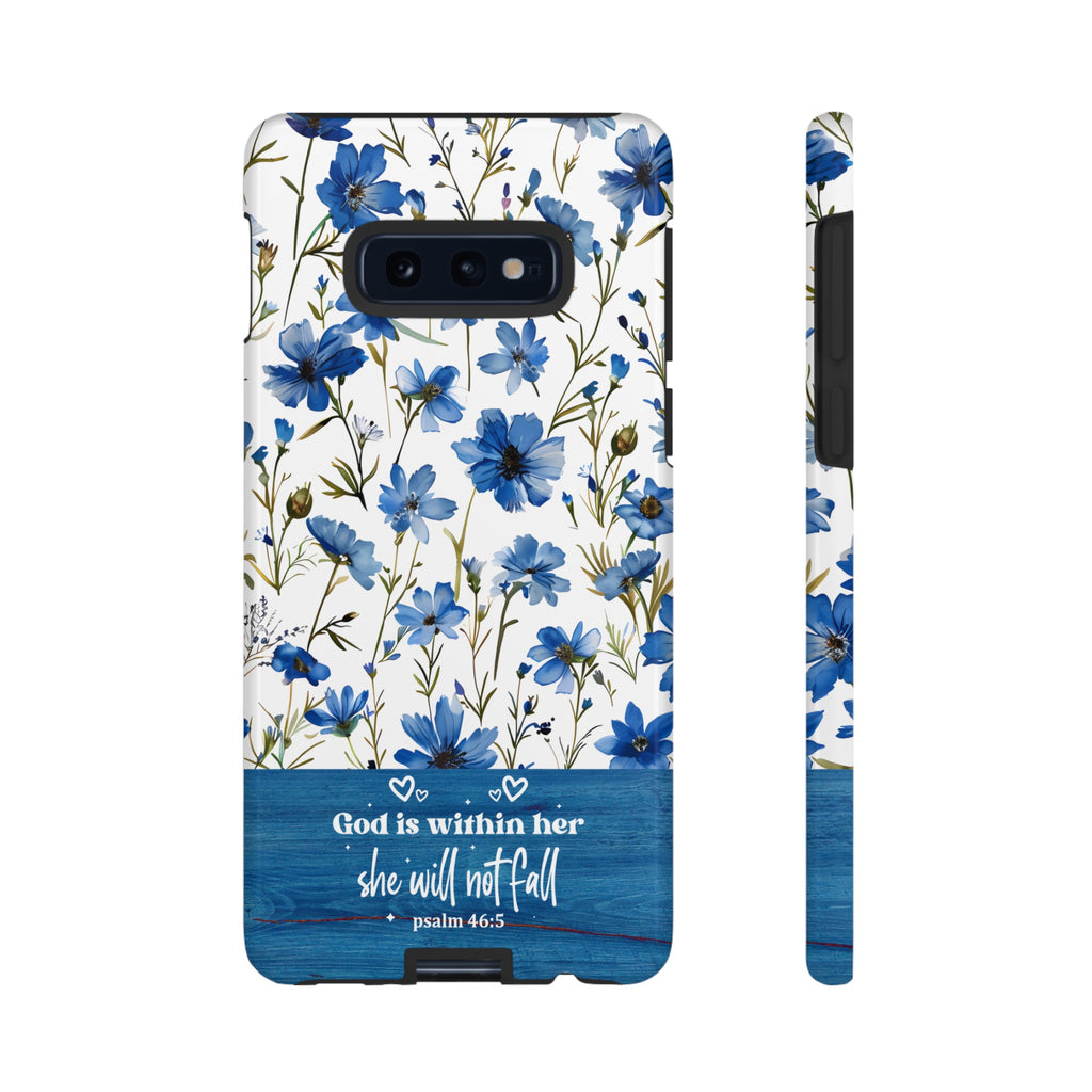 Psalm 46:5 God Is Within Her Christian Floral Pattern Phone Case Christian Religious Gifts iPhone Samsung Galaxy Google Pixel Phone Case