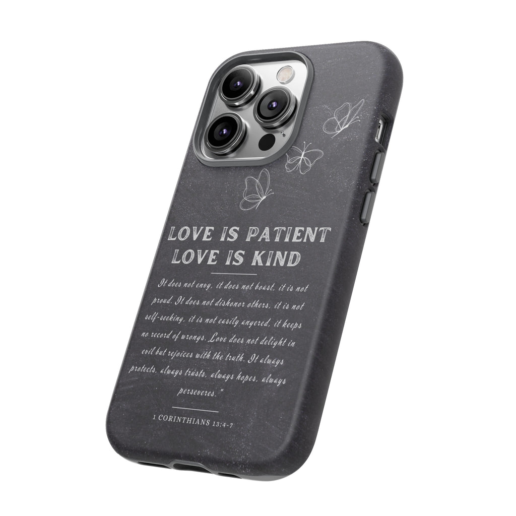 Love Is Patient Love Is Kind 1 Corinthians 13 Bible Verse iPhone Samsung Galaxy Google Pixel Christian Premium Phone Case