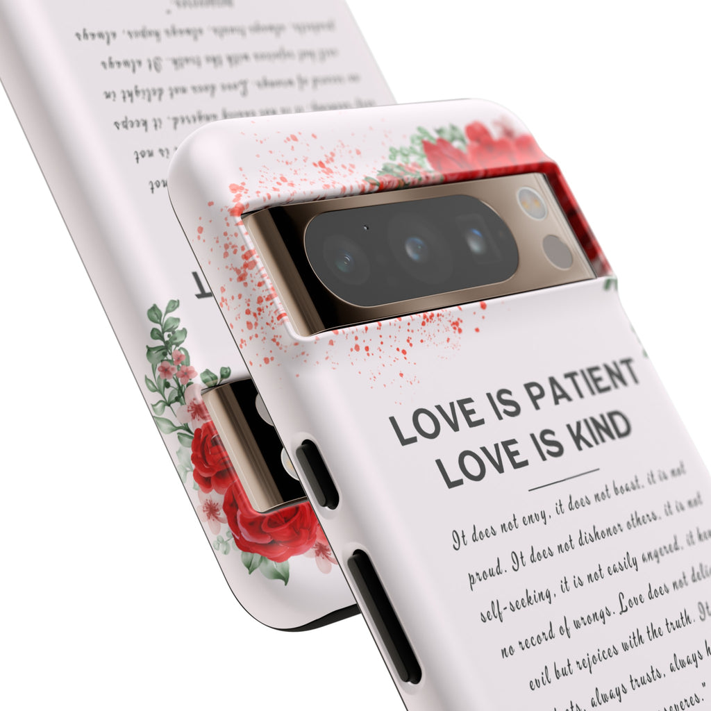 Love Is Patient Love Is Kind 1 Corinthians 13 Bible Verse iPhone Samsung Galaxy Google Pixel Christian Premium Phone Case