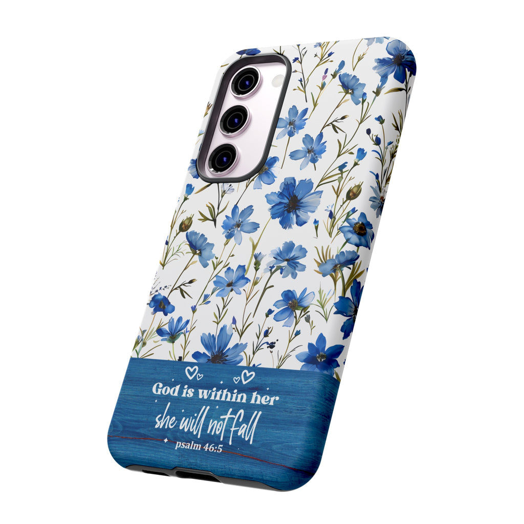 Psalm 46:5 God Is Within Her Christian Floral Pattern Phone Case Christian Religious Gifts iPhone Samsung Galaxy Google Pixel Phone Case