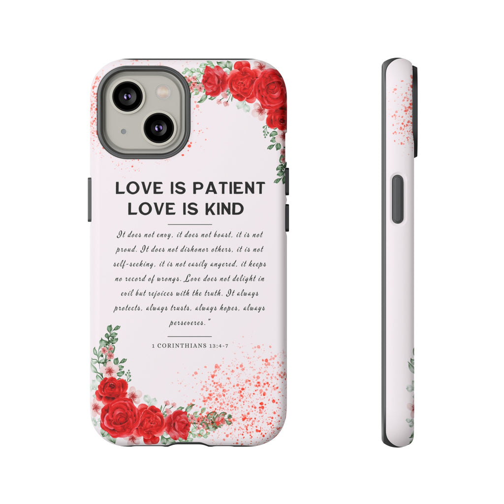 Love Is Patient Love Is Kind 1 Corinthians 13 Bible Verse iPhone Samsung Galaxy Google Pixel Christian Premium Phone Case