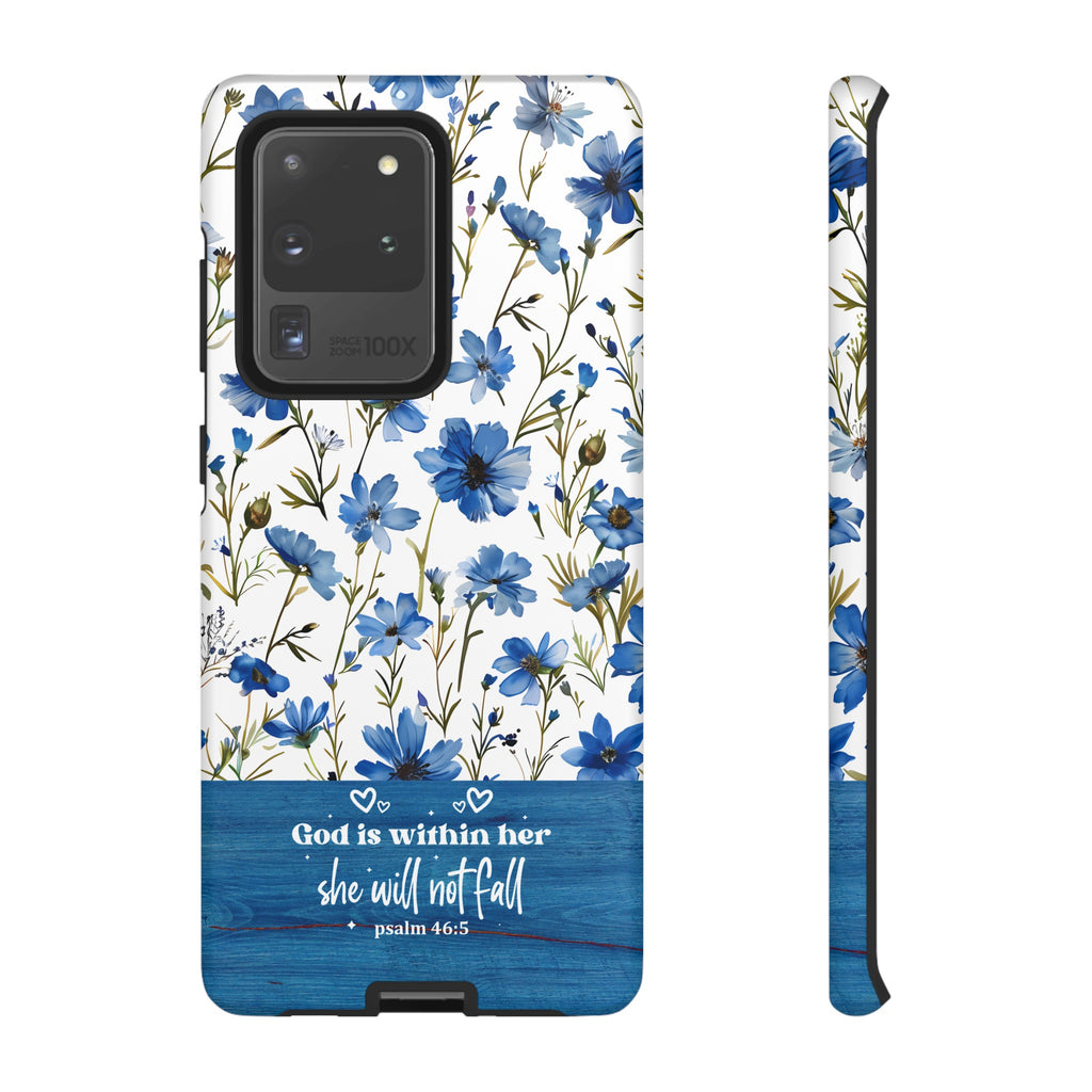 Psalm 46:5 God Is Within Her Christian Floral Pattern Phone Case Christian Religious Gifts iPhone Samsung Galaxy Google Pixel Phone Case