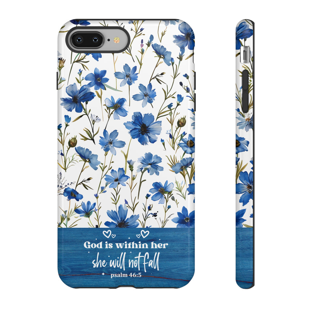 Psalm 46:5 God Is Within Her Christian Floral Pattern Phone Case Christian Religious Gifts iPhone Samsung Galaxy Google Pixel Phone Case